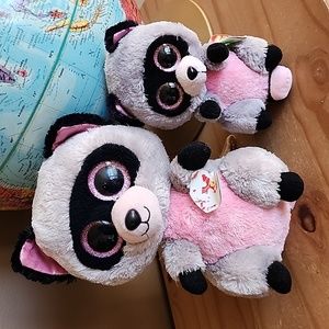 Ty beanie boos Rocco the raccoon stuffed animals 6" and 9" 2014